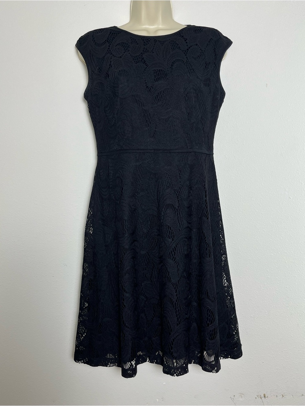 Wisp Petite Fit Flare Black Lace Overlay Midi Dress Dark Romantic Whimsigoth 4P